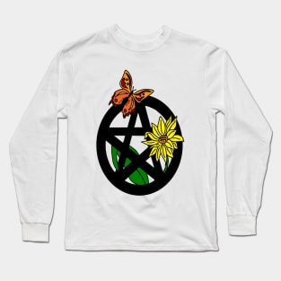 Butterfly and Sunflower Pentacle Long Sleeve T-Shirt